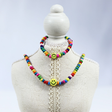 5MM colored wooden bead children's necklace