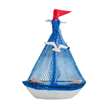 Mediterranean Sailing Boat Model - Wooden Craft for Home Decor & Photo Props