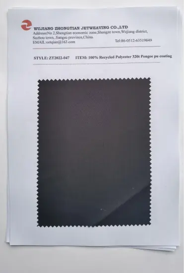 100% Recycled Polyester 320t Pongee pu coating