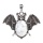 Howlite 13X18mm Cabs Antique Silver Alloy Antique Silver Alloy Bat Pendant Necklace 45cm Black Cord