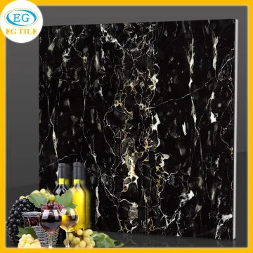 Micro crystal polished Italian black portoro marble glazed porcelain tile