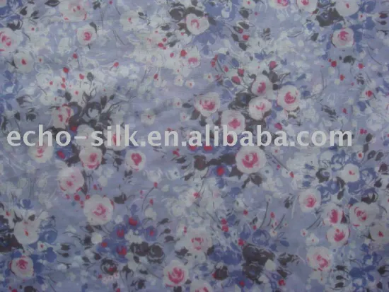 hot sale 9mm Silk/Cotton Voile fabric in print