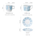 Alice Blue Cup and Saucer Coffee Tea Cup Mug Ceramic Decal Porcelain Afternoon Tea Set Latte and Cappuccino