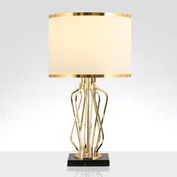 Modern Nordic Marble Base Table Lamp with Creative Iron Bracket for Bedrooms and Living Rooms