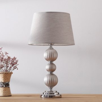Modern Bedside Lamp with Metal Base and Linen Shade for Bedroom and Living Room