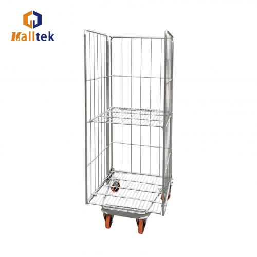 Mobile Logistics Trolley 3 Sides Metal Mobile Roll Storage Container Supplier