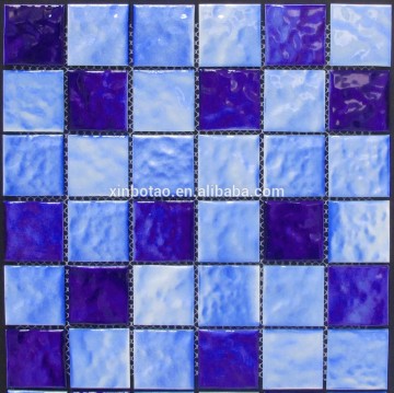 water wave blue ceramic mosaic for swimming pool tile