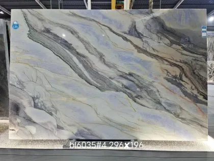 Raw Ocean Blue Quartzite Slab for Kitchen Island: Natural Stone Match for Your Home Renovation