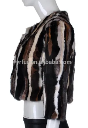 YR388 Scrap Combined Mink Fur Jackets/New Women Colorful Fur Jackets