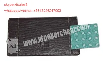 Black Leather Man Style Wallet Poker Cheat Device , Poker Cheat Tools