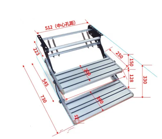 High-Quality Manual Aluminium Alloy Folding Double-Step Stair for RV Motor Accessories