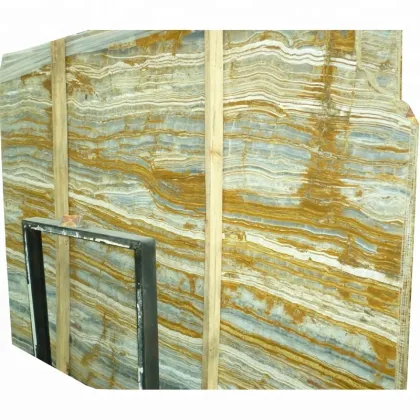 Customized Gold Veins Blue Onyx Marble Stone