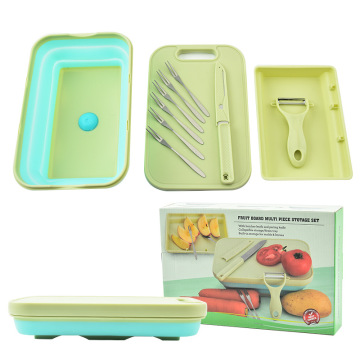 Collapsible Silicone Colander Chopping Board with Container
