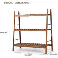 Folding Flower Rack With 3tiers Shelf Wooden Rack