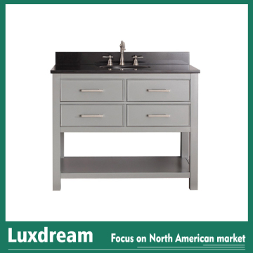 gray bathroom vanity wood cabinet with wood shlef
