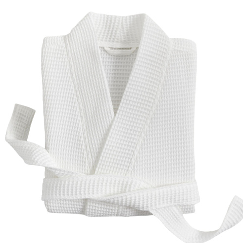 White Hotel Embroidered Waffle Bathrobe