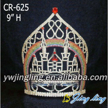 Diadema de los Rhinestones de la corona del castillo de la manera para la muchacha