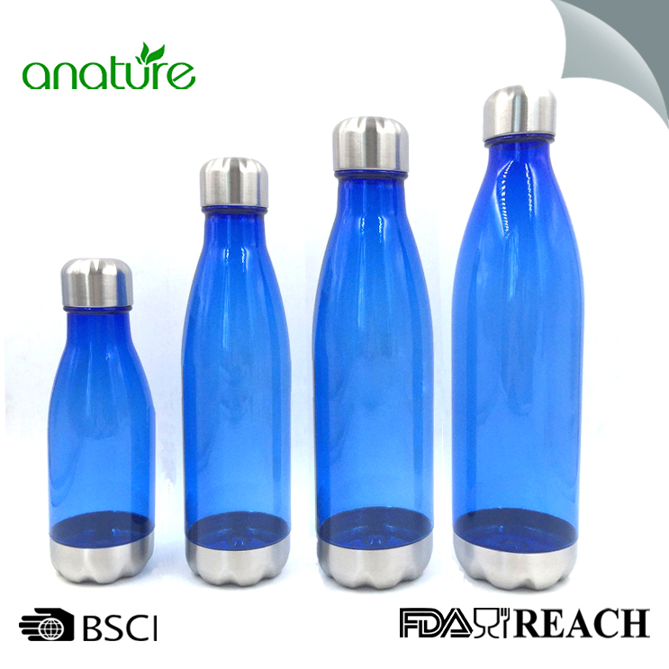 17oz Cola Plastic Water Bottle With Steel Bottom And Cap