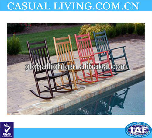 Outdoor Slat wooden Rocking Chair,colorfully