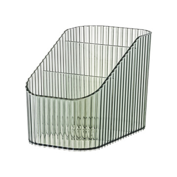 Clear Row Storage Box with Desktop Finishing Design - Stripe Multi-Grid Dresser Organizer for Lipsticks, Pens