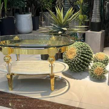 Moderner Temperaturglas Italienischer Hochzeitskristall -Ecktisch im italienischen Stil
