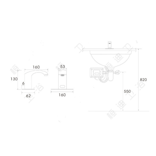 Rubinetto per lavabo induttivo con rubinetto senza contatto in ottone