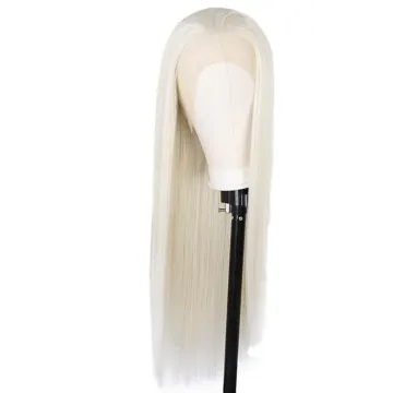 Silky Straight Lace Frontal Long Blonde Wig Heat Resistant Synthetic Fiber Lace Front Wigs For Black Women