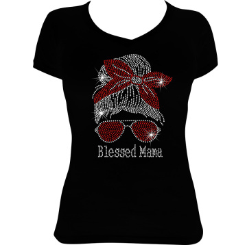 Blessed Mom Grandma Nana Iron On Rhinestone Crystal T-Shirt Transfer