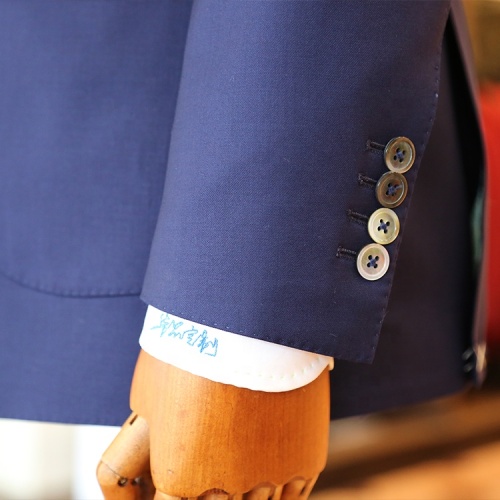 Slim Blue Wool Blazer Suit with Italian Craftsmanship