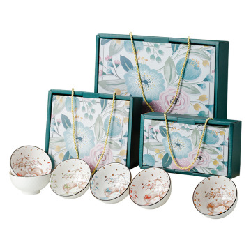 6pcs Set Japanese Microwaveable Bear Ceramic Bowl Creative Gift Tableware