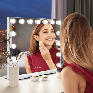 Hot Sale Hollywood LED Makeup Mirror with Touch Screen and 15 Light Bulbs
