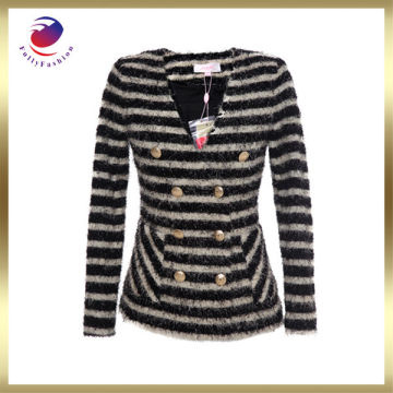 v neck striped good quality women winter coats