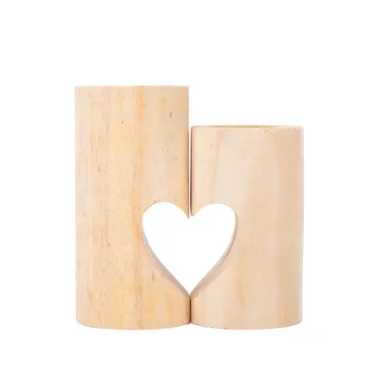 Wood Cylinder Candlestick Christmas for Home Decoration