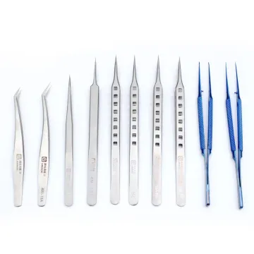 AM-13B Stainless Steel Jump Wire Curved Tip Tweezers for Electronics Repair