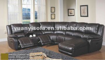 Black Bonded Leather Reclining Sectional Sofa Set