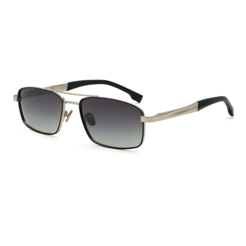 Double Bridge Rectangular Metal Pilot Sunglasses Men