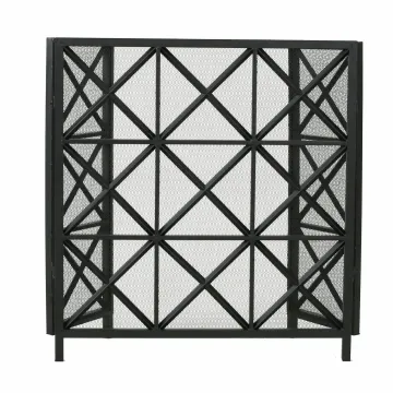 Wholesale 3 Panelled Black Iron Fireplace Screen Guard Fence Fire Resistant Screen