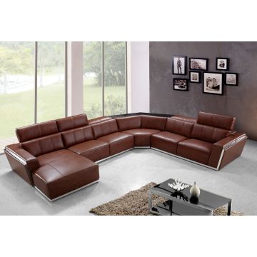 Luxurious Modern Leather Sectional Sofa with Chaise Lounge