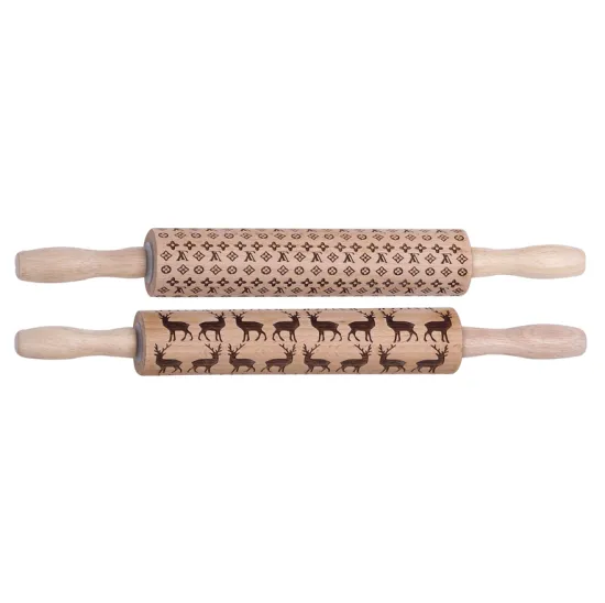Engraved wooden rolling pin