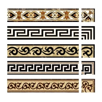 Black Gold Waterproof Nonslip Marble Porcelain Skirting Board Tiles