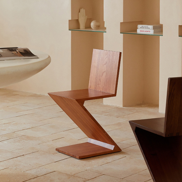 Z Shape Solid Wood Dining Chair - Italian Luxury Leisure Stool