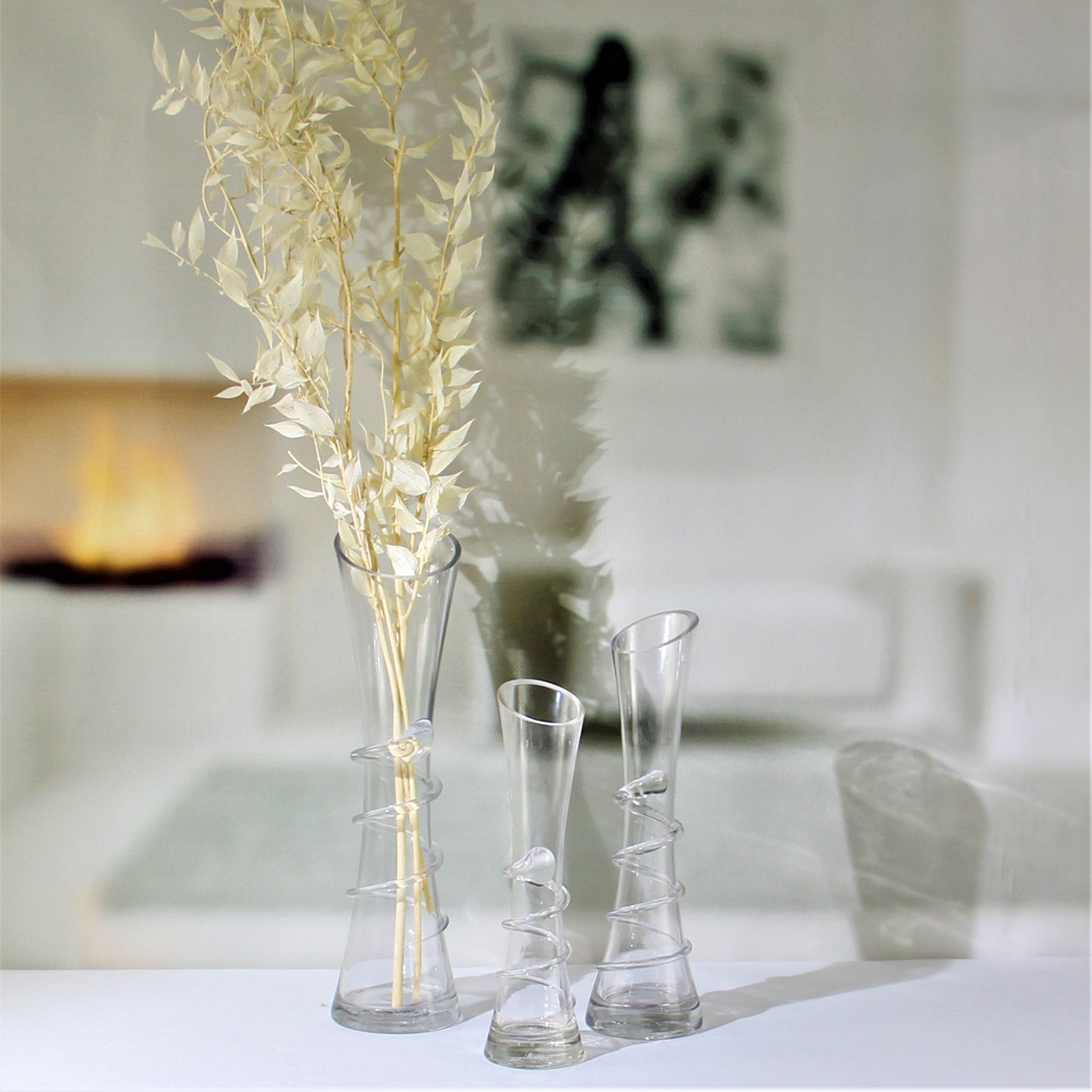 Slanted Mouth Bud Glass Vase