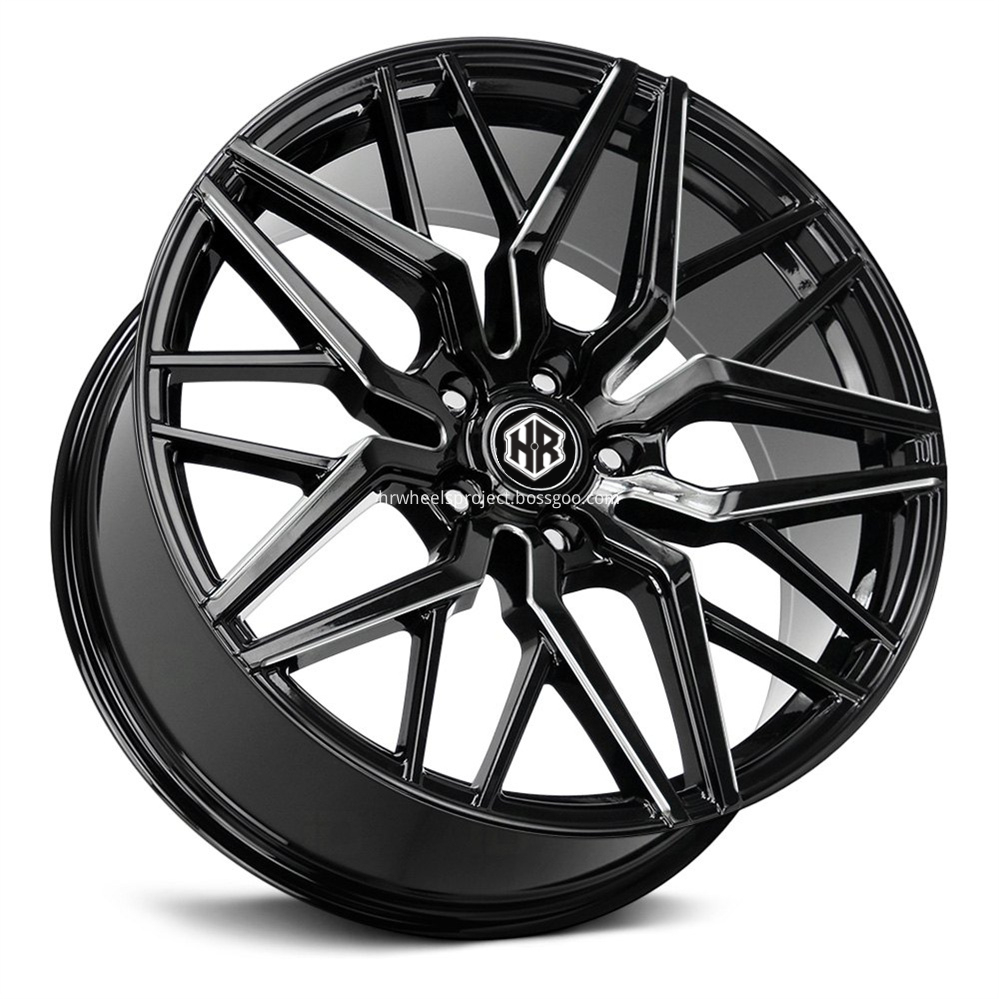 H R Tech Wheels Hr0303 Gloss Black Milled Accents Angle