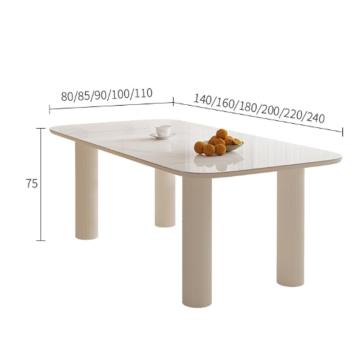 Moderner minimalistischer Creme-Stil Luxus-Esstisch mit integriertem High-End-Tischlicht