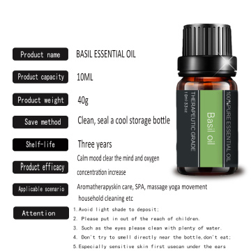 100%Pure Herbal Natural Basil Essential Oil Private Label