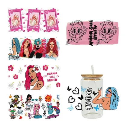 Wholesale Fashion 16oz Libbey Glass Waterproof 3D Transfer Stickers for Fall Cups