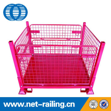 Collapsible wire mesh steel pallet basket container