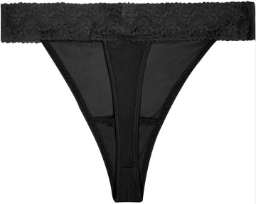 Sexy Mid Waist Lace Silk Thong Panty Underwear
