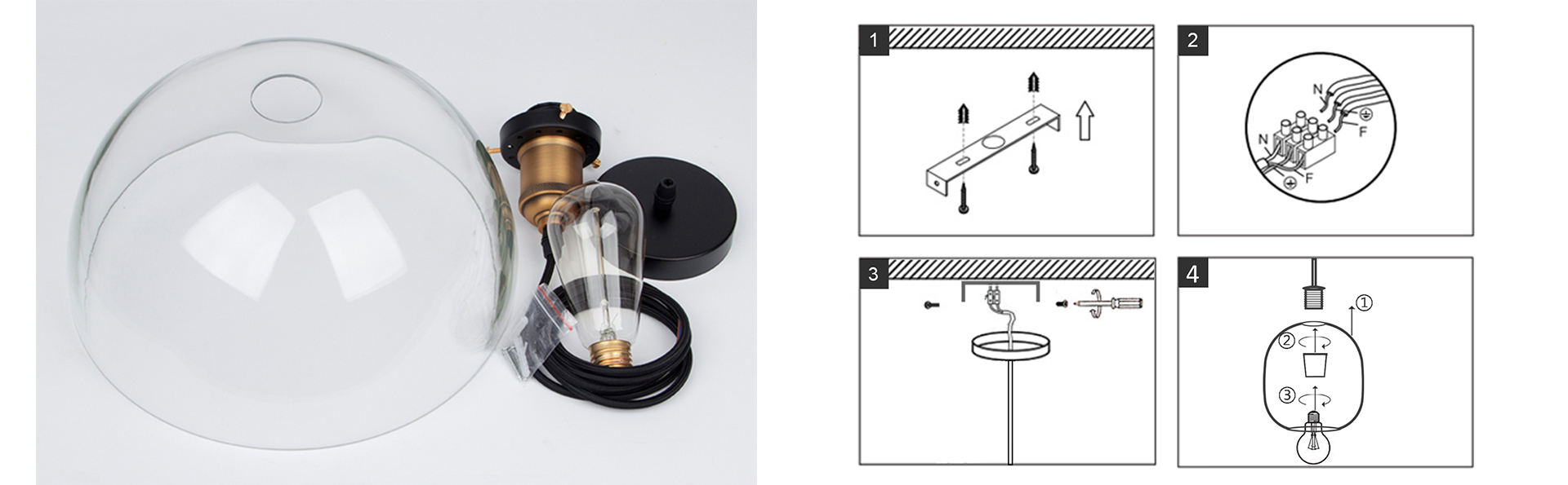 How to install a glass pendant lamp