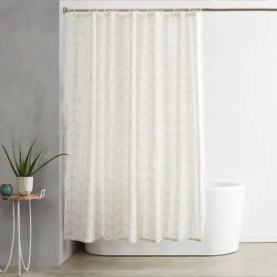 Factory Direct Custom Hookless Waterproof Polyester Fabric Bath Curtains